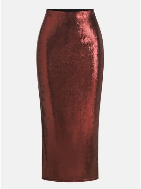 Cupshe Dresses & Skirts - Cupshe x JoJo Fletcher Red Wine Metallic High Slit Maxi Skirt